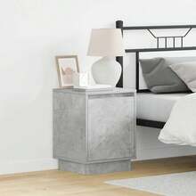 vidaXL Mueble de cabecera gris beton 39 x 34,5 x 50 cm - Gris - Ver 2