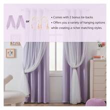 Lilac Curtains For  Bedroom - 90 Inch Blackout Lavender Curtains, Polka Dot Sheer, Grommet- 52x90 Inch, 2 Panels - 如圖 07 所示 - 查看 3