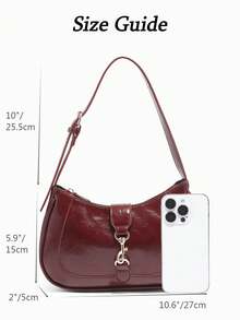 1pc Retro Minimalist Hook Decor Adjustable Shoulder Strap Crescent Shape Bag, Suitable For Date, Outing, Party , Small BagsVegan Leather Textured Glossy Effect Sling Bag For Women Waterproof,[US-Based Shipping] Lightweight,Business Casual Crocodile Embossed Bag For Teen Girls Women College Students,Rookies & White-Collar Workers Perfect For Office,College,Work ,Business,Commute, Animal Print Women Bag,Bolsas,Carteras,Purse,Purses And Bags Women,Gift Card ,Carteras De Muje,Gifts For Women,Bags For Women,Women's Fall Clothing Winter Clothing Christmas Gift Fall Autumn Velvet Furry Party Fuzzy Plush Thanksgiving Festival Cyber Monday Holiday Knitted Winter Valentine's Day Gift Christmas Women's Crossbody New Year Snow Warm Thermal End-Of-Yea - Màu Đỏ Sâu - Xem 7