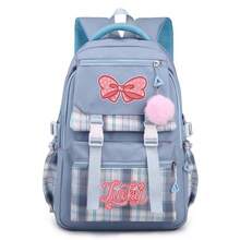 Pink Bow Cartoon Print Backpack, Lightweight Nylon Material, Spacious College Style Design, Polyester Lining, Zipper Closure, Washable, Suitable For Daily Commute And School, Back To School Essential, Stationery Supplies, Backpack, Perfect Valentine's Day Gift - Multicolor - View 1