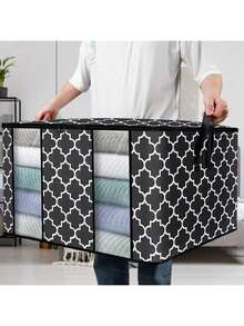 1-Piece Vision Foldable Clothing Storage Bag - Dust-Proof Bedding Storage Box, Suitable For Household Clothing And Bedding, Large Capacity, With Reinforced Handle And Transparent Window - Perfect For Moving, Packing And Organizing Home Bedroom Items, School Supplies, Back-To-School Supplies, College Student Storage Bags, School Storage Bags, Teacher Storage Bags, School Supplies Bags