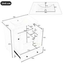 76x46x87cm Bodenstehender Badezimmerschrank Mit Waschbeck, Waschtisch, Beine Aus Massivholz, Volllackierung, Feuchtigkeits- Und Wasserdicht, Mayor Stauraum, Integraiertes Keramikwaschbecken, Grau - Grey - View 11