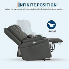 ccGarveeHome - Sofá reclinable de Piel sintética con Puertos de Carga portavasos y Soporte eléctrico para Personas Mayores Asientos de Cine en casa con Control Remoto para Sala de Estar Color Grisnn - gris - Ver 5