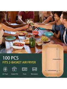 200-Piece Pack Of Disposable Air Fryer Paper Mats, Rectangular Kitchen Accessories, Non-Stick Baking Paper, Suitable For Double-Sided Air Fryers, Air Fryer Accessories, Oil-Proof And Waterproof Air Fryer Paper Mats. - Khaki - View 7