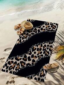 Leopard Print Quick-Dry Ultra-Fine Fiber Beach Towel - Breathable, Lightweight, Suitable For Camping And Summer Vacation Pool Towel