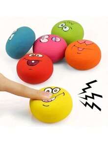 Squeaky Smiling Face Dog Toy - Soft Rubber Ball, Suitable For Small To Medium Puppies, No Battery Required - Multicolor - View 14