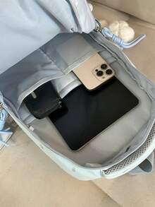 Large Capacity Women's Backpack, School Bag, Campus Bag, Travel Bag - Mint Blue - View 11