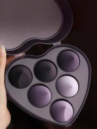 6个/套化妆海绵，中号化妆海绵，适用于混合液体、膏状和粉状产品，多色无乳胶干湿两用粉底海绵，适合所有肤质，情人节、生日礼物