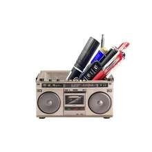 4.7 Inches Retro Recorder Shape Desktop Decoration Resin Crafts Ornaments Home Office Personality Multi-Purpose Succulent Plant Pot | Pen Holder (Recorder) - Silver - View 3