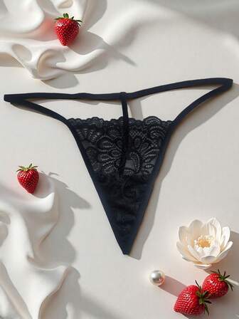 AB. Women's Fashionable Sexy Lace Floral Transparent G-String