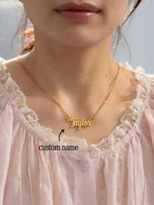 1pc Personalized Name Necklace, Custom Name Butterfly Pendant, Minimalist Name Star Necklace, Stainless Steel Text Pendant, Elegant Gift For Girlfriend, Mother's Day, Valentine's Day, Anniversary - Multicolor - View 8