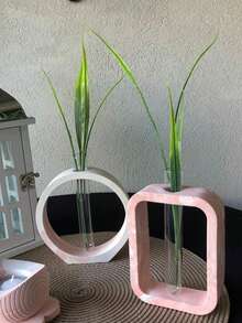 1pc Unique Arch, Rectangle, Round Silicone Mold DIY Hydroponics Plaster Hollow Vase Mold, Asymmetric Plant Vase Making, Home Decor DIY, Creative Gardening Project - White - View 2