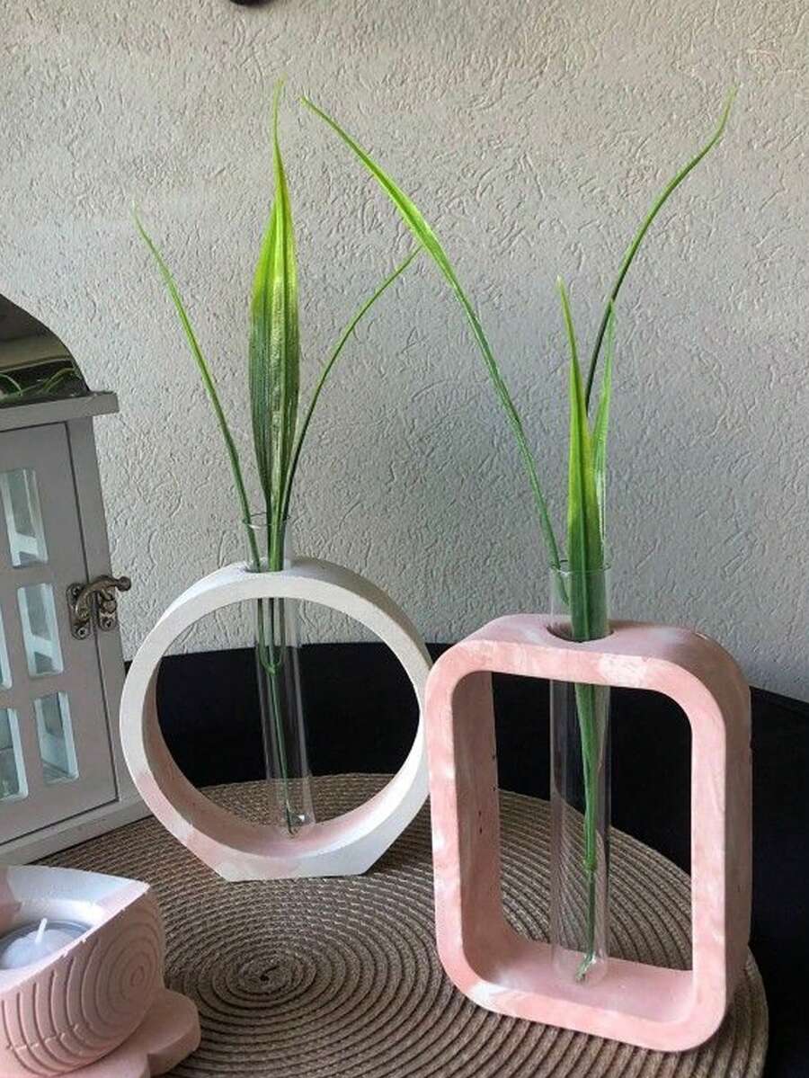 1件装独特拱形、矩形、圆形硅胶模具，DIY水培石膏空心花瓶模具，不对称植物花瓶制作，家居装饰DIY，创意园艺项目 - 白色 - 查看 1