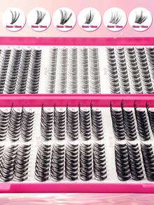 500/470/425pcs 6in1 Fake Lashes With Bond And Seal, Tweezers, Mascara Wands, Diy Different Eyes Makeup Beauty, Beginner Friendly Fake Eyelshes Extensions And Adhere Glue, Eyelash Brush Kit, Fluffy Thick Enlarge Your Eyes, Easy To Use, Portable Segmented Lashes Clusters, Large Capacity Eyelahes Book Suit For Creat Daily/Manga/Cospaly/Classic/Cat Eyes/Fox Eyes/Soft Girl/Light/Heavy Eyes Makeup, - Nhiều màu - Xem 10