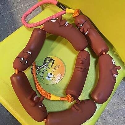 Funny Sausage-Shaped Dog Leash Suitable For Small To Medium Dogs, Cartoon Design Rubber Handheld Traction Strap - Unique And Interesting Shape, Must-Have For Pet Owners. Ideal For Walks And Outdoor Adventures, Great Gift For Dog Lovers