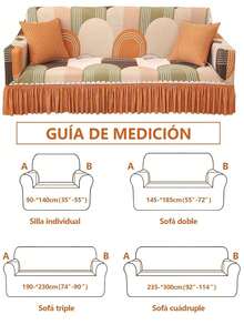 Fundas Para Sillones - Funda Elástica para Sillón y Sofá de 1, 2 o 3 Personas, Estampado Geométrico Moderno con Falda Elegante, Protector de Muebles Lavable y Antideslizante, Suave Cubierta para Sala de Estar, Hogar Familiar, Oficina y Espacios Comunes, Diseño Adaptable que Se Ajusta Perfectamente a Diferentes Tamaños, Resiste al Desgaste Diario y Protege Contra Manchas, Polvo y Daños, Ideal para Regalo de Día de Reyes y Año Nuevo, Perfecta para Reuniones Familiares de Enero - Naranja - Ver 5