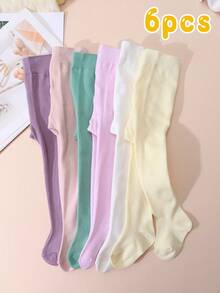 6pcs/Pack Girls' Solid Color Tights, Skinny Leggings, Suitable For Girls' Spring Outings And Daily Wear - Multicolor - View 13