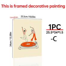 1/3 BUCĂȚI Poster pânză cuplu dansator. Poster retro cu pick-up, ilustrație cu tematică muzicală modernă. Foarte potrivit ca decor de perete pentru camere de zi, dormitoare, coridoare, sufragerii și coridoare de birou. Decorațiune pentru casă! Decorațiune interioară. Camera este decorată rafinat și dotată cu rame opționale. - Multicolor - Vizualizare 15