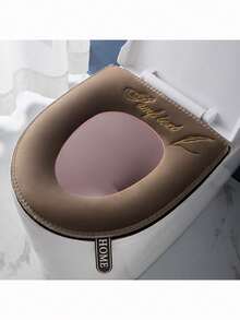 1件北欧风马桶座套，带把手、拉链、刺绣图案、柔软马桶垫，通用型马桶座套，浴室拉链式掀盖，防水可水洗，浴室装饰