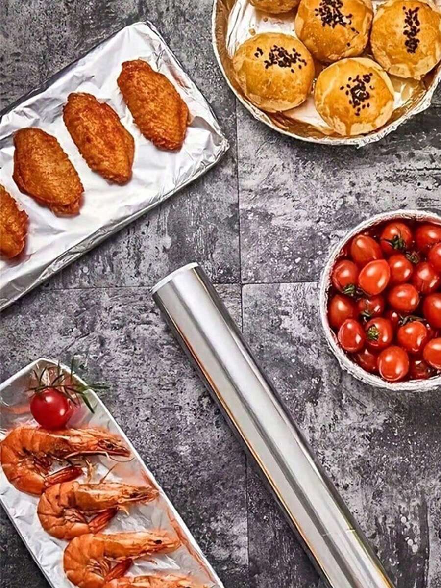 1 Roll Thick Aluminum Foil, 12 Inch Wide, Wrapping Paper, Frying Paper, Multi-Purpose, Reusable, Heat Resistant Aluminum Foil Roll, Baking Paper, Thick Aluminum Foil, Baking Fish Aluminum Foil, Halloween Gift, Grilling Season, Food Wrap, Travel Essential, Christmas Gift, New Year Gift - Multicolor - View 1