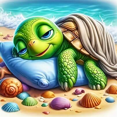 Pintura de diamantes de tortuga de dibujos animados de la nueva colección de playa, suministros de artesanía de mosaico de diamantes de animales marinos, regalo de decoración del hogar