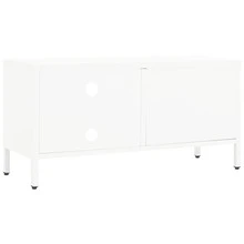vidaXL Mobile TV Bianco 90x30x44 cm Acciaio e vetro - Bianco - Visualizzare 5