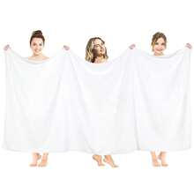 American Soft Linen Oversized Bath Sheet 40x80 Extra Large For Bathroom, 600 GSM 1OO% Cotton Turkish Jumbo Bathsheet Towels For Adults, White Bath Sheet - 亮白 - 查看 2