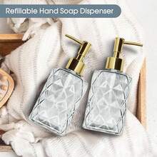 Topsky Glass Soap Dispenser With Plastic Pump,330ml Liquid Hand Soap Dispenser, Rustproof Pump For Kitchen & Bathroom,Great For Lotions,Essential Oil,Liquid Soaps Clear - Bening seperti berlian - View 8