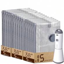 15 Packs Rechargeable Pump Vacuum Bags For Travel PacFKing, Large Size Vacuum Seal Bags For Luggage And Suitcase Compression, Space Saver For Bedding And Clothing Organization - 15大號 - 查看 1