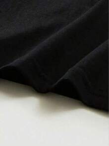 Men's Oversized Streetwear T-Shirt With Smile Design, Cotton - màu đen - Xem 5