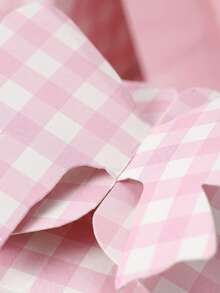 1pc Pink Plaid Gift Box With Big Bow, Cute Plaid Pattern, Suitable For Wedding, Baby Shower, Birthday Party Candy Packaging - Multicolor - View 3