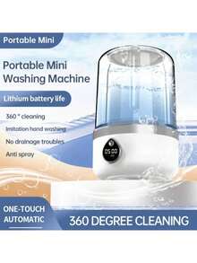 SOKANY 便攜式內衣洗衣機，Type-C 1800mAh，LED，360°藍光殺菌，1.5L，雙速，小巧，適用於居家/酒店/旅行 - 白色 - 查看 2