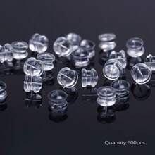 100/200/600pcs Soft Silicone Rubber Earring Back Stoppers For Stud Earrings DIY Earring Findings Accessories Bullet Ear Plugs - Clear - View 7