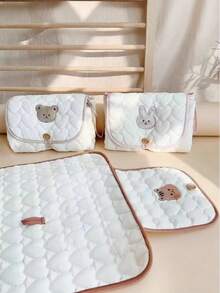 1pc Portable Baby Diaper Changing Pad, Cute Cartoon Rabbit/Bear Pattern Diaper Changing Mat, 0-3 Years Old Multi-Function Diaper Bag, Suitable For Travel And Outdoor, Newborn Gift; Lightweight, Can Be Used As Baby Stroller, Car Or Handbag Diaper Accessory. - Multicolor - View 3