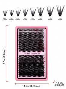 400pcs Eyelash Extensions, D Curl 9-16mm Mixed Length DIY Lash Extensions, 50pcs+60pcs Thick Mixed Set, Fluffy Segmented Lash Extensions, Natural Cluster Lash Extensions, Faux Mink Segmented Lash Extensions - D - View 2