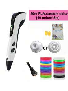 GOLDFOX 3D打印笔 DIY艺术工艺涂鸦绘画3D笔套装，带液晶显示屏和36米PLA耗材 - 白色 - 查看 7