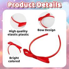 2pcs Red Bow Headband Cute Princess Hair Bow Hoops Red Ribbon Bowknot Hairband For Women Girls Birthday Christmas Costume Party Cosplay Hair Accessories#XSD444 - Đỏ - Xem 4
