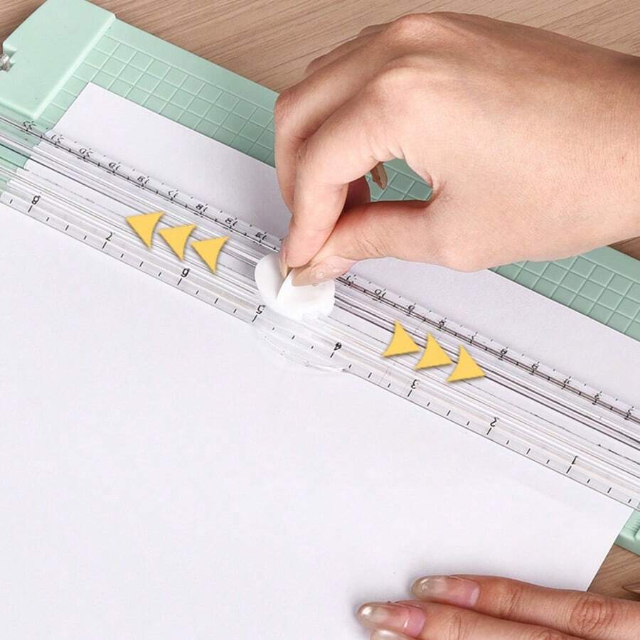 A4纸张切割器，便携式塑料纸张切割器，迷你照片切割工具，手动桌面滑动式纸张切割刀片，返校季，文具 - 彩色 - 查看 1