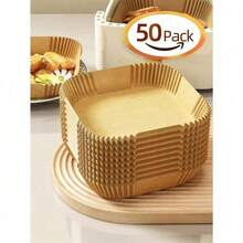50/100pcs Air Fryer Disposable Paper Liner Square Air Fryer Liner Oil & Waterproof Parchment Paper For Baking Roasting & BBQs Gr - Hình vuông 50 chiếc - Xem 6