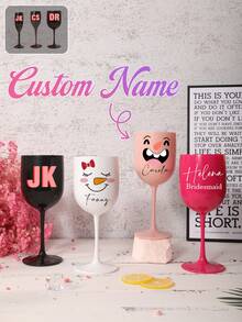 1pc Personalized Shatterproof Wedding Champagne Glass, 6oz/180ml, Customizable Name & Bow Design, Reusable, Suitable For Wedding Party Cups, Also For Whiskey, Wine, Cocktail, Beer, Champagne, Water, Oatmeal, Tea, Juice, Breakfast, Coffee And Other Beverages - 180 Ml - View 14