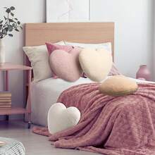 4 Pcs Heart Shaped Throw Pillows Sherpa Fluffy Soft Throw Cushions Cute Couch Decor Aesthetic Room Decor For Neutral Romantic Boho Home Decor 13.5 X 11.5 In - 1 - 查看 3