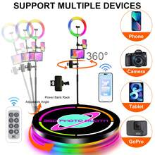 Cabina de fotos 360 con estuche de vuelo, luz RGB, máquina de fotomatón 360 para fiestas, bodas, aplicación de control remoto, cabina giratoria automática - Tipo de Enchufe B USA (110-127V) - Ver 7