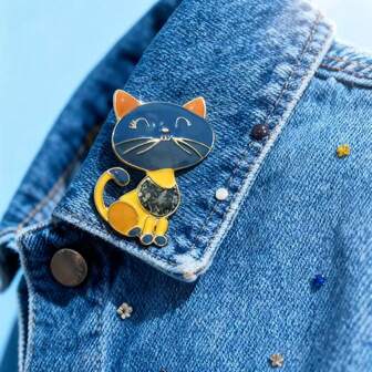 1ชิ้น เข็มกลัดแมวการ์ตูนน่ารัก เครื่องประดับประจำวันที่ทันสมัยและหลากหลาย