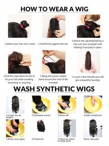 20-Inch Deep Wave Curly Ponytail Hair Extensions With Drawstring Clip, Heat-Resistant Synthetic Fiber Wig, Suitable For Women To Wear On Christmas, Halloween Parties And Daily - Multicolor - View 8