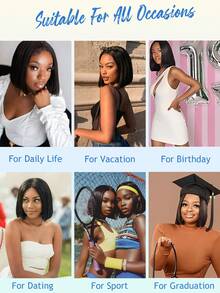 【日常魅力】时尚侧分波波头假发 | 短直发 | 现代风格 | 光泽亮丽 | 180%密度 - Natural Black - 查看 8