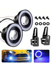 2 faros antiniebla LED tipo "ojo de ángel" de 3,5 pulgadas, universales para coches. - azul - Ver 1