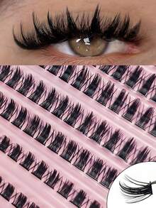 120pcs D-Curl Fluffy Eyelash Clusters, Cartoon Style, DIY Lash Extension, Soft & Voluminous, Dense Individual Lashes, Natural & Realistic, False Eyelashes - D - View 1