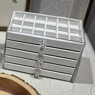 5-Drawer Acrylic Jewelry Organizer With Velvet Trays Clear Finish Options, Compartments For Ring, Earrings, Necklaces, Bracelets - Storage Box For Makeup, Cosmetic Organizer | Transparent Design | Velvet Lined Interior, Jewelry Organizer Storage