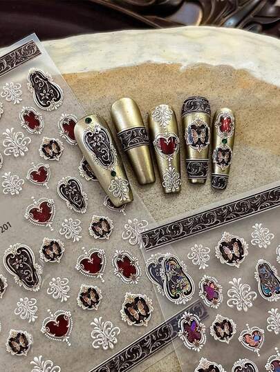 Two Random Shipments Cartoon Fun Nail Stickers, Relief Nail Stickers, Self-Adhesive Nail Stickers For Women, 5D Relief Effect, Cute And Interesting, Exquisite Theme, Easy DIY Nail Decoration, Holiday Gifts, Party Style Stickers, Water Cup Phone IPad Decoration Stickers