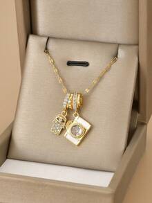 1 chiếc mặt dây chuyền hình máy ảnh bằng thép không gỉ đính đá Cubic Zirconia thời trang dành cho nữ, trang sức vàng, trang sức nữ, mặt dây chuyền độc đáo, dây chuyền vàng, trang sức thép không gỉ, kỳ nghỉ hè, mặt dây chuyền vòng tay, quà tặng cho người yêu, bạn bè, ngày Valentine - Máy ảnh lòng bàn tay - Xem 4